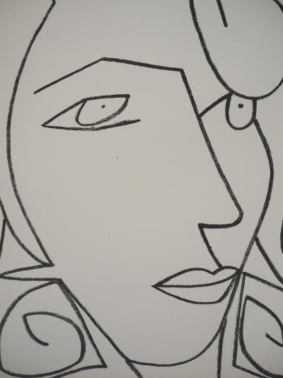 Françoise GILOT : Portrait de femme rêveuse, 1951 - Lithographie originale 2
