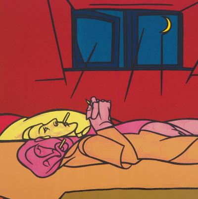 Valerio ADAMI - Les amants dans la chambre rouge - Lithographie originale signée 2