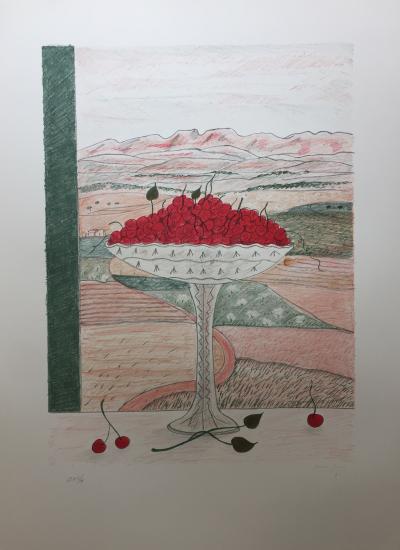 Maria GIRONA - Fruitera i cireres, 1982 - Lithographie signée au crayon 2