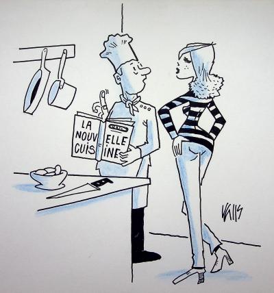Guy VALLS : Faire l’œuf - Dessin original signé 2