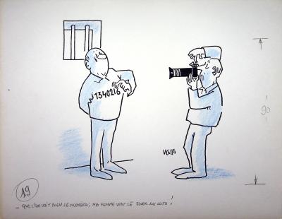 Guy VALLS : Numéro porte-bonheur - Dessin original signé 2