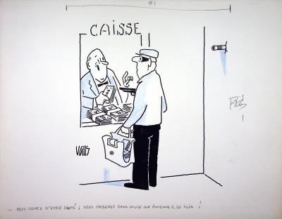 Guy VALLS : Caméra cachée - Dessin original signé 2