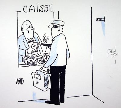 Guy VALLS : Caméra cachée - Dessin original signé 2