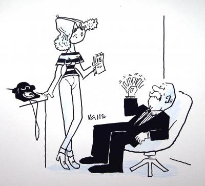 Guy VALLS : Demande de congé - Dessin original signé 2