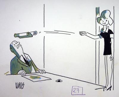 Guy VALLS : Lettre par avion - Dessin original signé 2