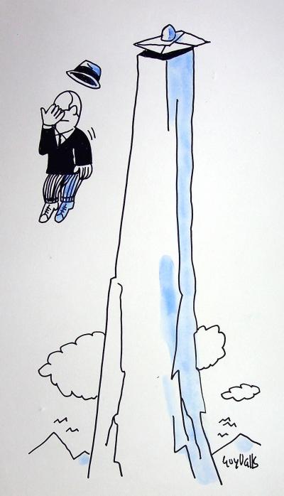 Guy VALLS : La Chute - Dessin original signé 2