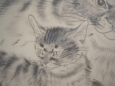 Léonard Tsuguharu FOUJITA : Chatte et chaton - Gravure originale, signée 2