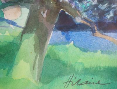 Camille HILAIRE - Pommiers en fleurs et maison normande - Aquarelle, Signée 2