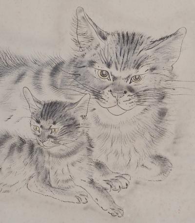 Léonard Tsuguharu FOUJITA : Chatte et chaton - Gravure originale, signée 2