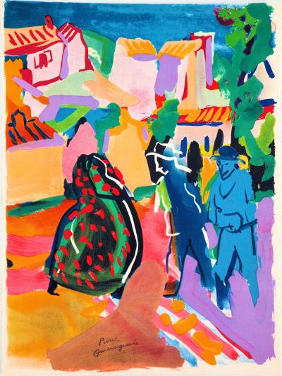 Pierre AMBROGIANI : Rencontre au hameau - Lithographie originale signée 2