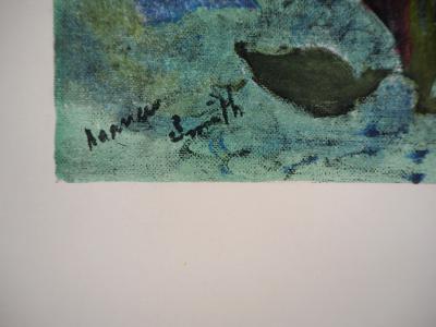 Francis SMITH : Bouquet sur village méditerranéen, 1958 - Lithographie signée 2