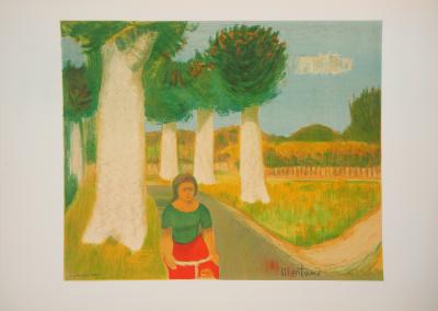 Roger MONTANE- La cycliste - Lithographie signée, 1957 2