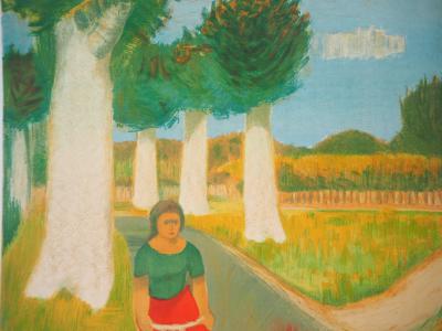 Roger MONTANE- La cycliste - Lithographie signée, 1957 2