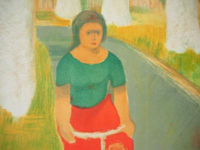 Roger MONTANE- La cycliste - Lithographie signée, 1957 2