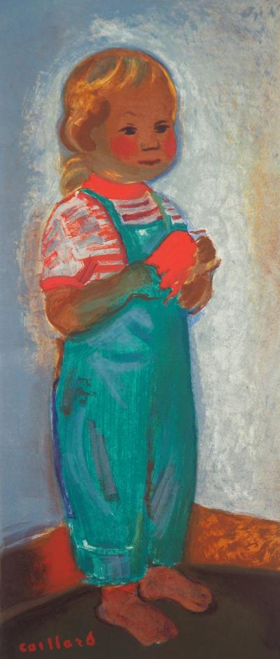 Christian CAILLARD - L’enfant à la salopette verte - Lithographie signé, 1957 2