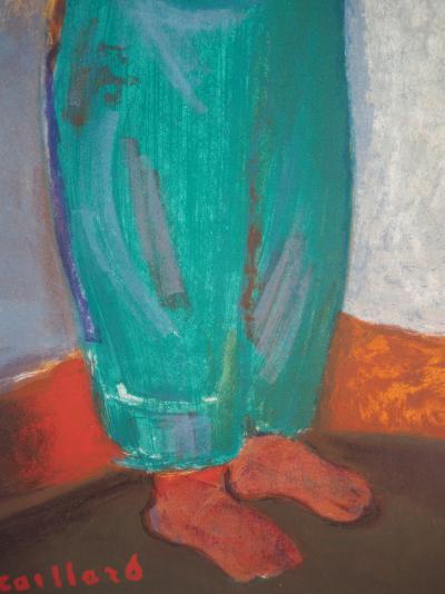 Christian CAILLARD - L’enfant à la salopette verte - Lithographie signé, 1957 2