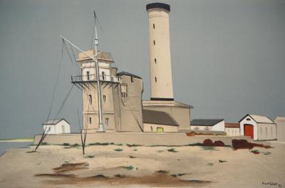Robert HUMBLOT - Bretagne: Le sémaphore de Penmarc’h, 1956 - Lithographie signée 2