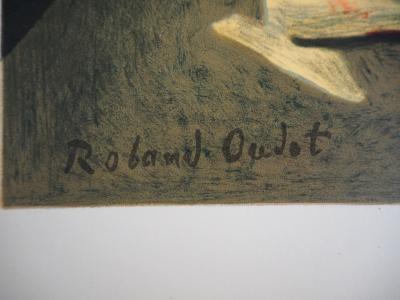 Roland OUDOT - Les dernières roses des Mesnils, 1956 - Lithographie signée 2