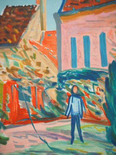 Emile SABOURAUD - Le jardin de Chézy - Lithographie signée, 1955 2