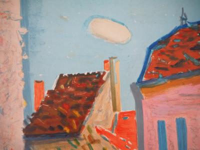 Emile SABOURAUD - Le jardin de Chézy - Lithographie signée, 1955 2