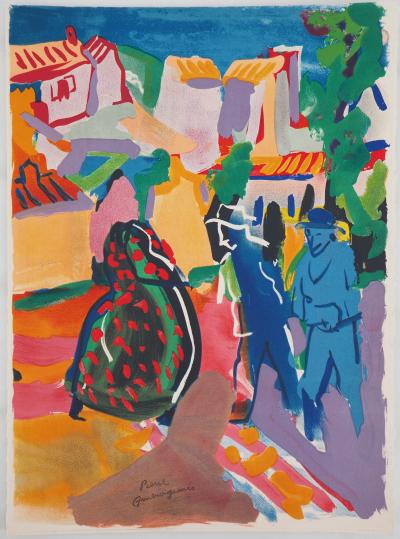 Pierre AMBROGIANI : Rencontre au hameau - Lithographie originale signée 2