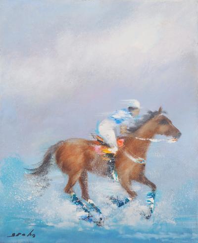 Victor SPAHN - Jockey au galop - Huile sur toile signée 2