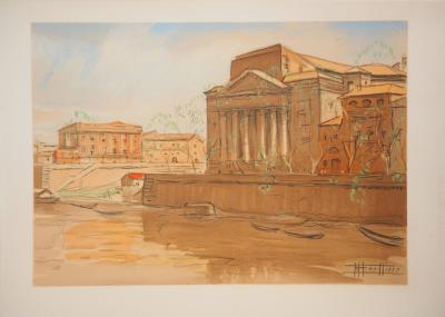 Edouard BOUILLERES - Toulouse, quai de la Daurade, 1954  - Lithographie signée 2