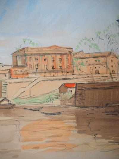 Edouard BOUILLERES - Toulouse, quai de la Daurade, 1954  - Lithographie signée 2
