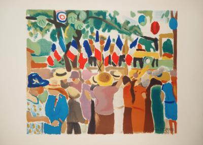 François DESNOYER - Arles : La fête du 14 juillet, 1954 - Lithographie signée 2