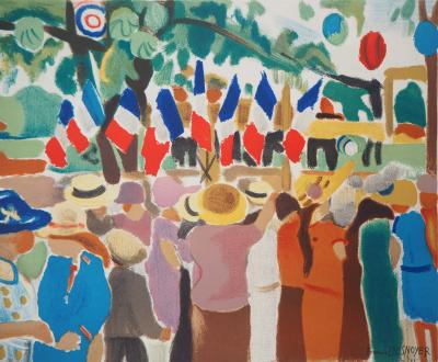 François DESNOYER - Arles : La fête du 14 juillet, 1954 - Lithographie signée 2