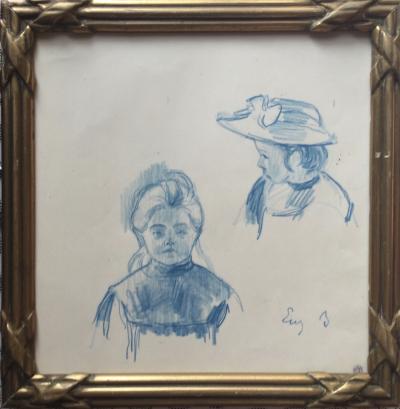 Eugène BÉJOT  - Etude de visages - Lithographie 2