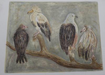 Jacques BIRR - Les vautours, 1980 - Lithographie originale signée au crayon 2