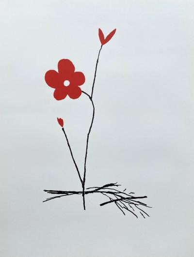 Aki KURODA - Fleurs rouges - Lithographie 2