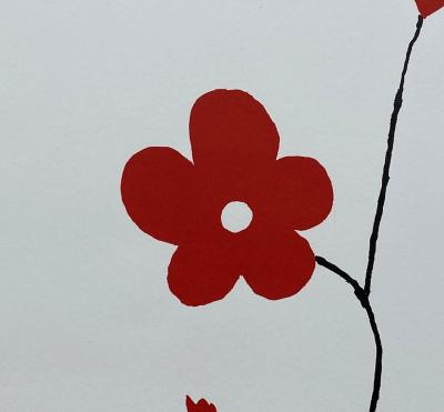 Aki KURODA - Fleurs rouges - Lithographie 2