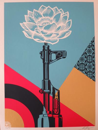 Shepard FAIREY (Obey) - Ak 47 lotus, 2020 - Sérigraphie signée et numérotée 2