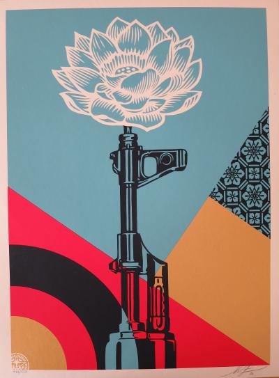 Shepard FAIREY (Obey) - Ak 47 lotus, 2020 - Sérigraphie signée et numérotée 2