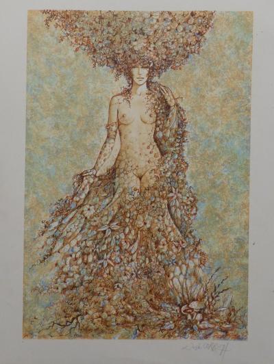 José CORREA - Femme nue aux fleurs, 1990 - Lithographie originale signée au crayon 2