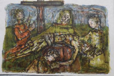 Paul AIZPIRI -  Jésus, la descente de croix, 1980 - Lithographie originale signée au crayon 2