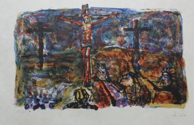 Paul AIZPIRI - Jésus sur la croix, 1980 - Lithographie originale signée au crayon 2
