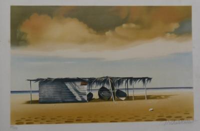 Michèle BATTUT  - Cabanon sur la Plage, 1989 - Lithographie originale 2