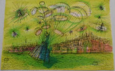 Jean CARZOU - De la Terre à la Lune 12, 1970 - Lithographie originale signée au crayon 2
