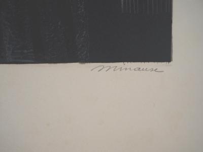 André MINAUX - Portrait de femme en noir - Lithographie signée et numérotée 2