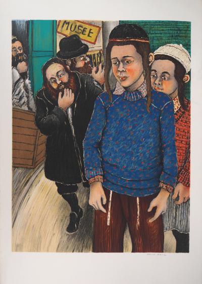David AZUZ - Au Musée de la Culture Juive - Lithographie originale signée 2