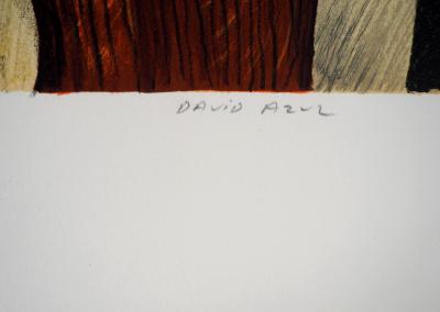 David AZUZ - Au Musée de la Culture Juive - Lithographie originale signée 2