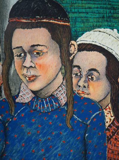 David AZUZ - Au Musée de la Culture Juive - Lithographie originale signée 2