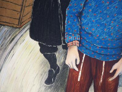 David AZUZ - Au Musée de la Culture Juive - Lithographie originale signée 2
