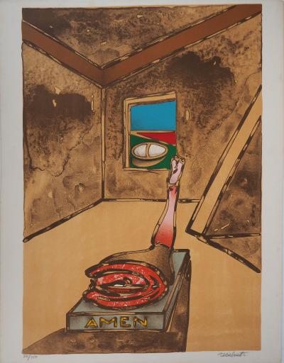 Antonio RECALCATI - Amen surréaliste - Lithographie originale signée 2