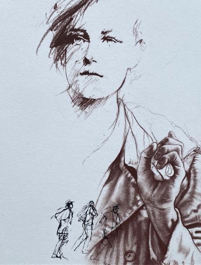 Ernest PIGNON-ERNEST - Portrait de Rimbaud - Estampe originale signée dans la planche 2