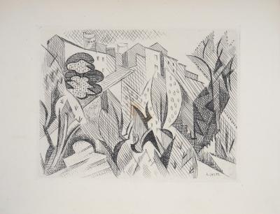 André LHOTE - La vue sur Saint-Paul-de-Vence, 1946 - Gravure originale signée 2
