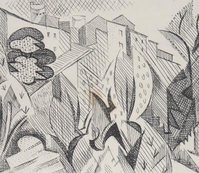 André LHOTE - La vue sur Saint-Paul-de-Vence, 1946 - Gravure originale signée 2